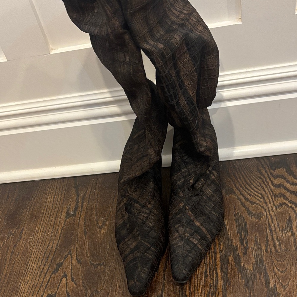 St-Dan Women’s Plaid Black Heeled Boots Size 9